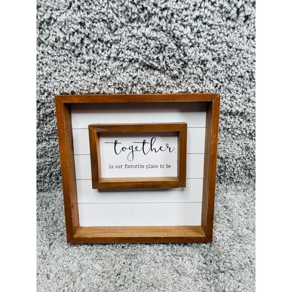 Together Is Our Favorite Place To Be Wooden Framed Sign Wall Decoration 10"X10" - Picture 1 of 10